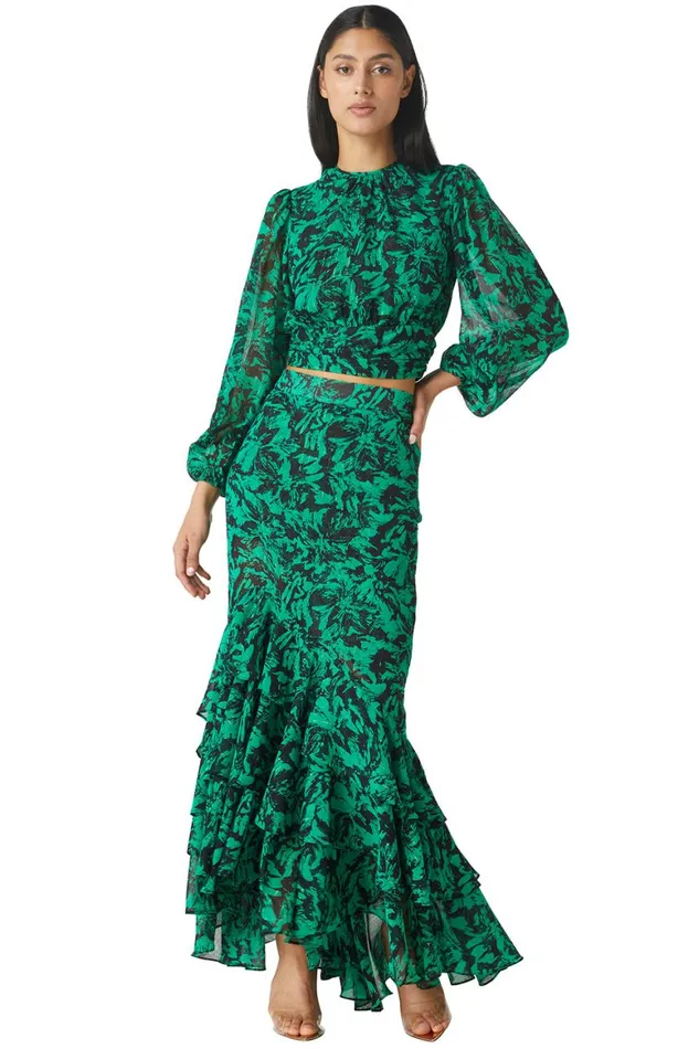Women MISA Los Angeles Tops BEATRIZ TOP Emerald Abstract