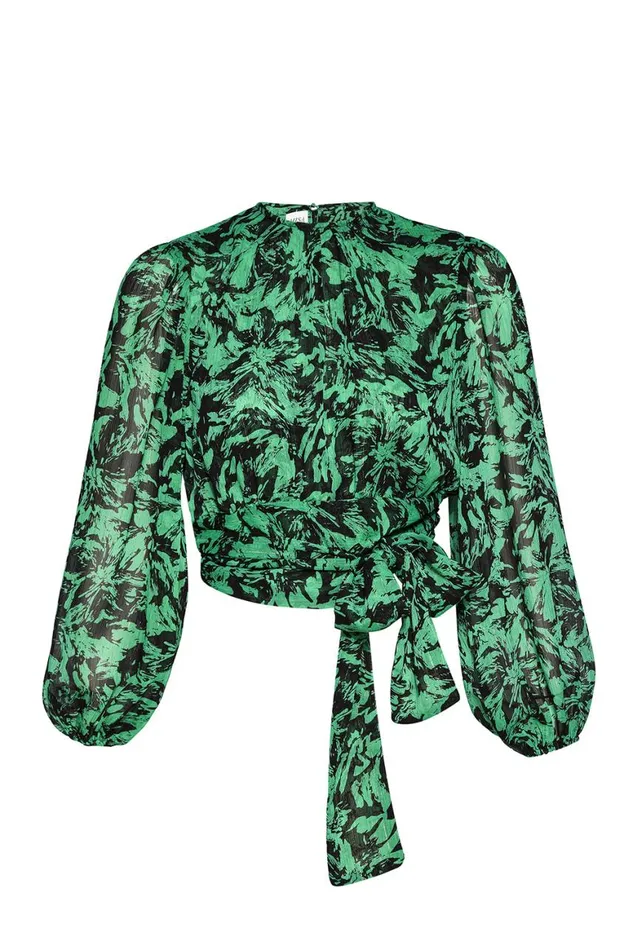 Women MISA Los Angeles Tops BEATRIZ TOP Emerald Abstract