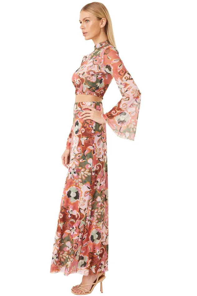 Women MISA Los Angeles Tops EBBA TOP Resort Batik Mesh