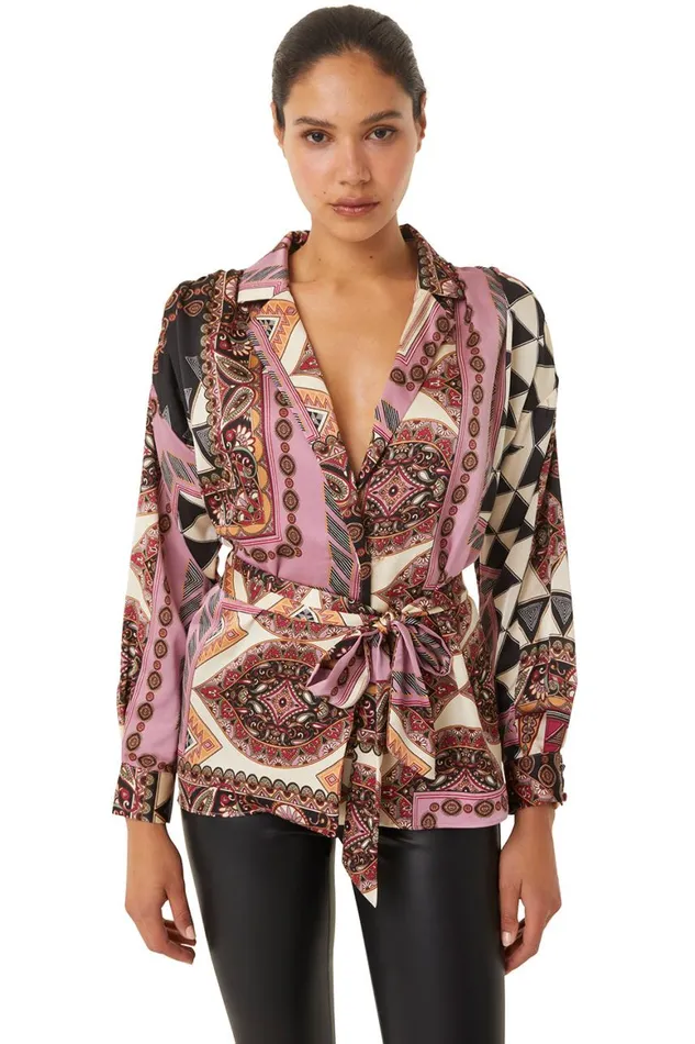 Women MISA Los Angeles Tops FARAH JACKET Leonardo Patchwork