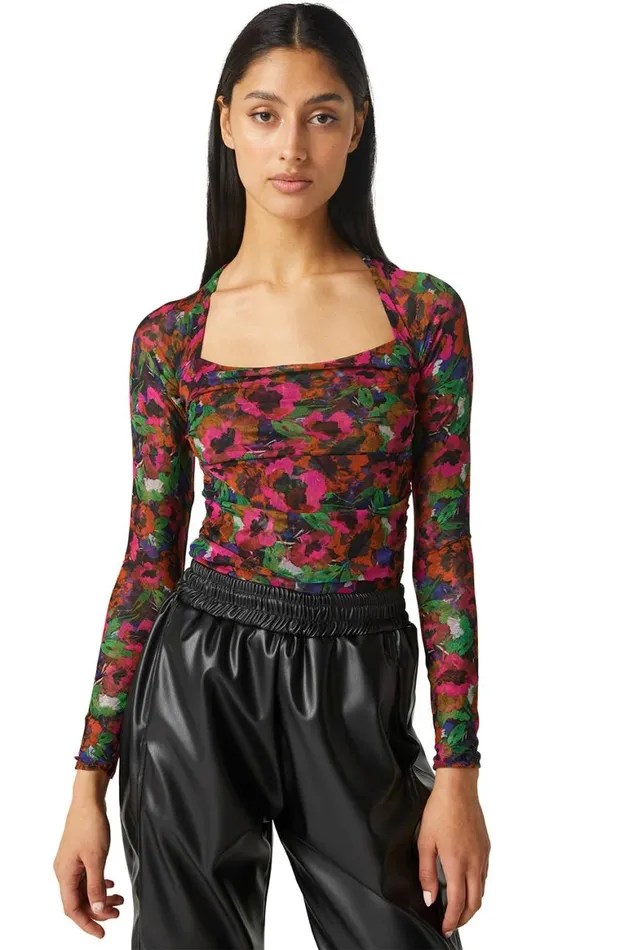Women MISA Los Angeles Tops HAYWORTH BODYSUIT Jewel Tone Flora