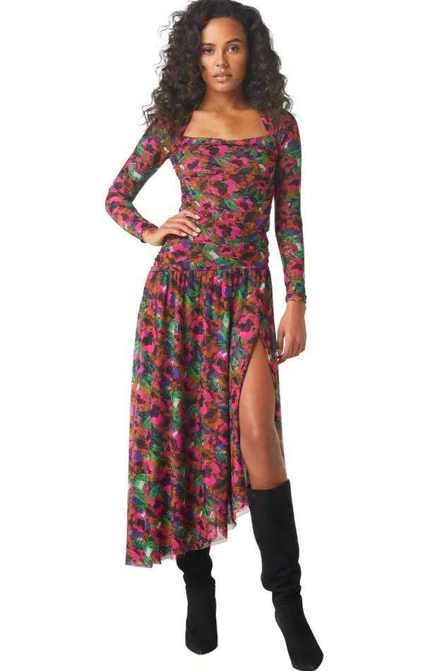 Women MISA Los Angeles Tops HAYWORTH BODYSUIT Jewel Tone Flora