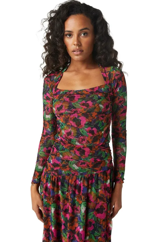 Women MISA Los Angeles Tops HAYWORTH BODYSUIT Jewel Tone Flora