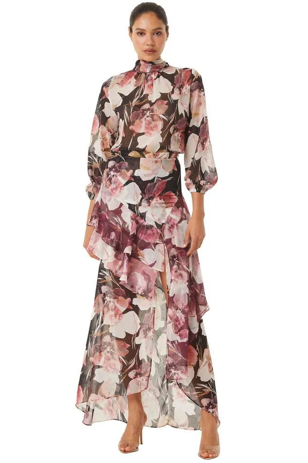 Women MISA Los Angeles Tops LULU TOP Flora Tropical Black