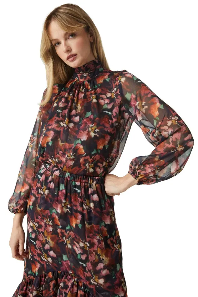Women MISA Los Angeles Tops LULU TOP Libra Fleur Chiffon