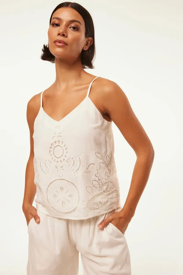 Women MISA Los Angeles Tops MARCELA TOP Canary Eyelet