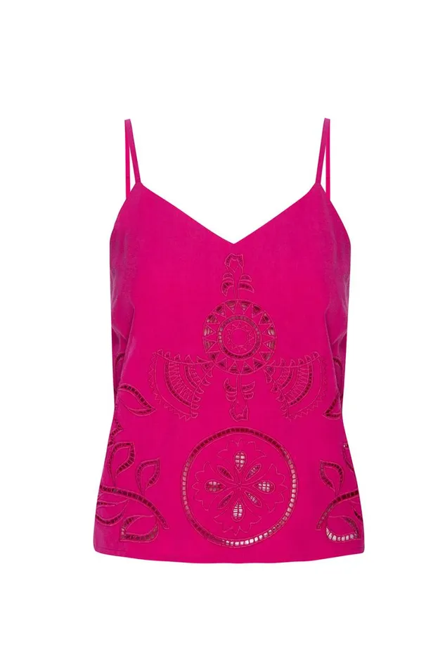 Women MISA Los Angeles Tops MARCELA TOP Canary Eyelet