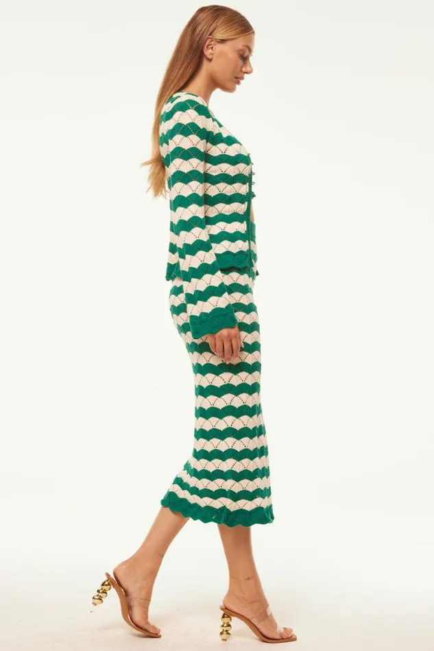 Women MISA Los Angeles Tops NELLY CARDIGAN Emerald Stripe