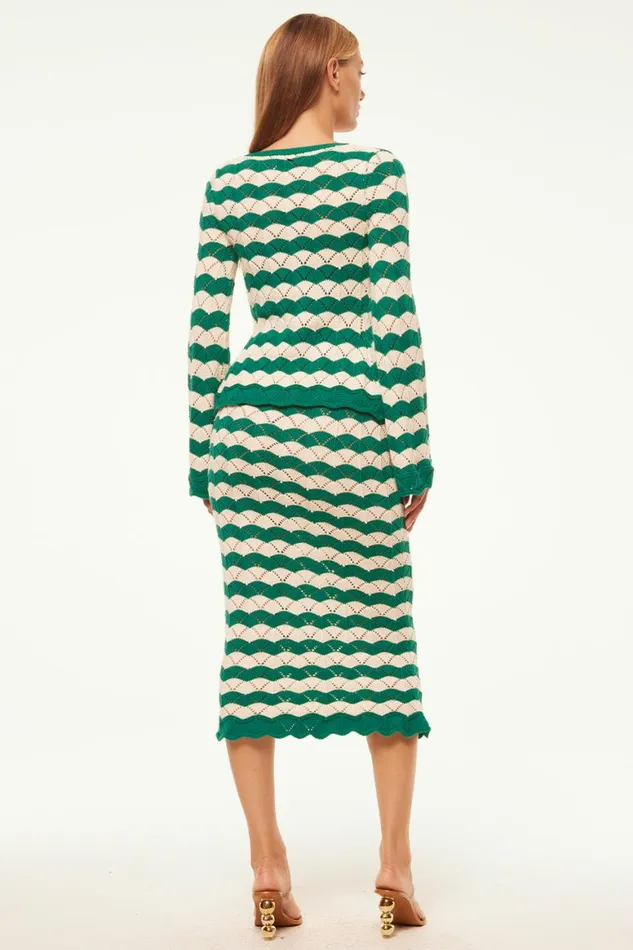Women MISA Los Angeles Tops NELLY CARDIGAN Emerald Stripe