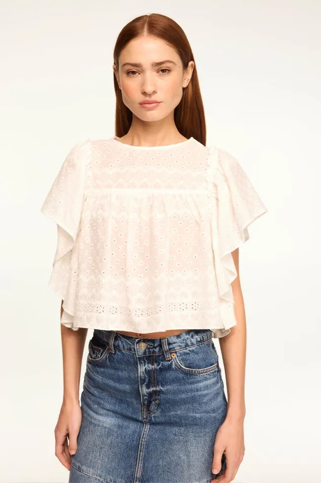 Women MISA Los Angeles Tops PENELOPE TOP White Eyelet