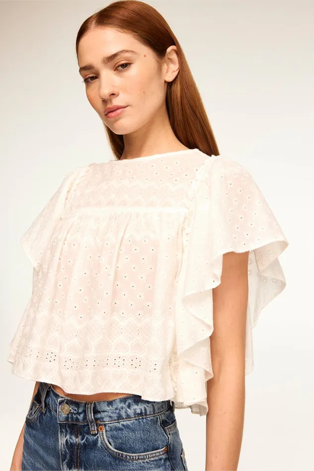 Women MISA Los Angeles Tops PENELOPE TOP White Eyelet