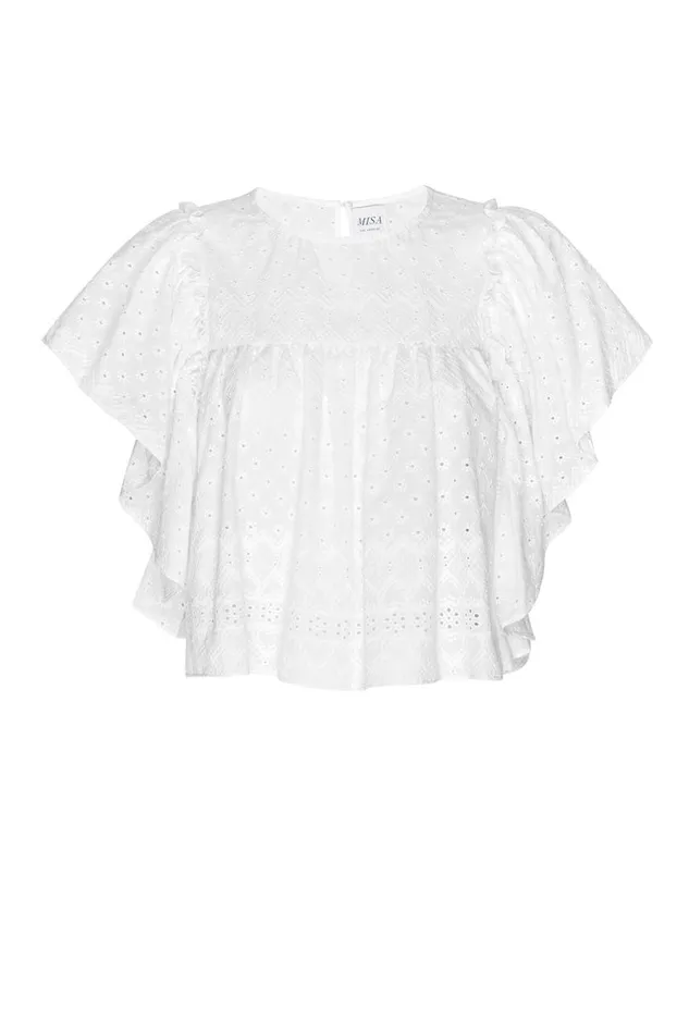 Women MISA Los Angeles Tops PENELOPE TOP White Eyelet