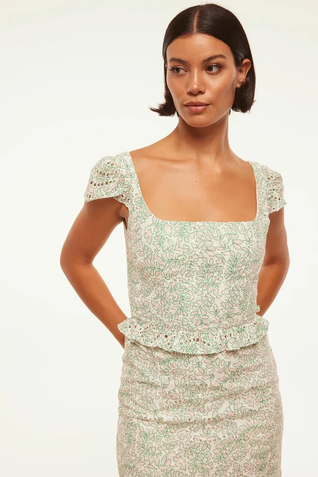 Women MISA Los Angeles Tops SORA TOP Dewdrop Eyelet