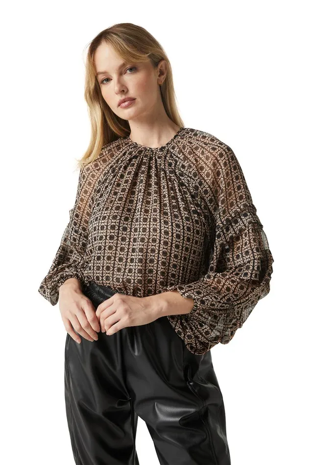 Women MISA Los Angeles Tops VICTOIRE TOP Lattice Tile