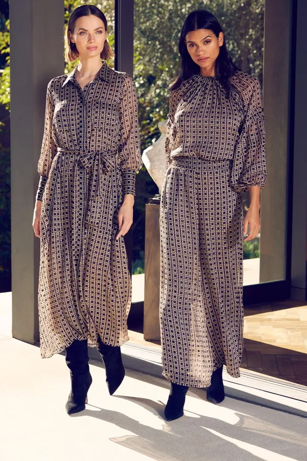 Women MISA Los Angeles Tops VICTOIRE TOP Lattice Tile