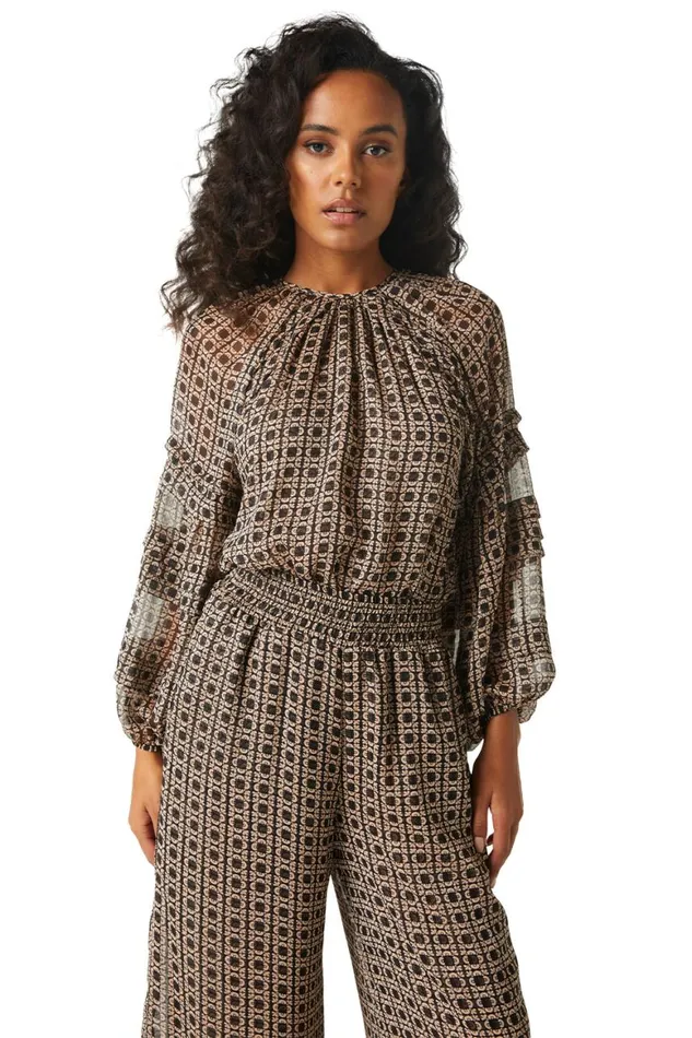 Women MISA Los Angeles Tops VICTOIRE TOP Lattice Tile