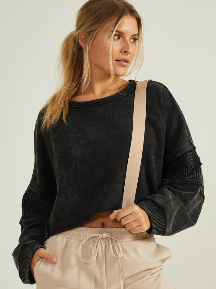 Women Missing Piece Cropped Pullover Black Altar039d State Activewear