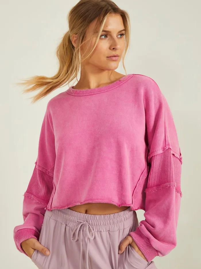 Women Missing Piece Cropped Pullover Magenta Altar039d State Activewear