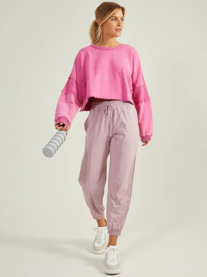 Women Missing Piece Cropped Pullover Magenta Altar039d State Activewear