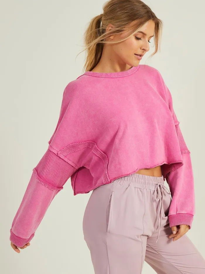 Women Missing Piece Cropped Pullover Magenta Altar039d State Activewear