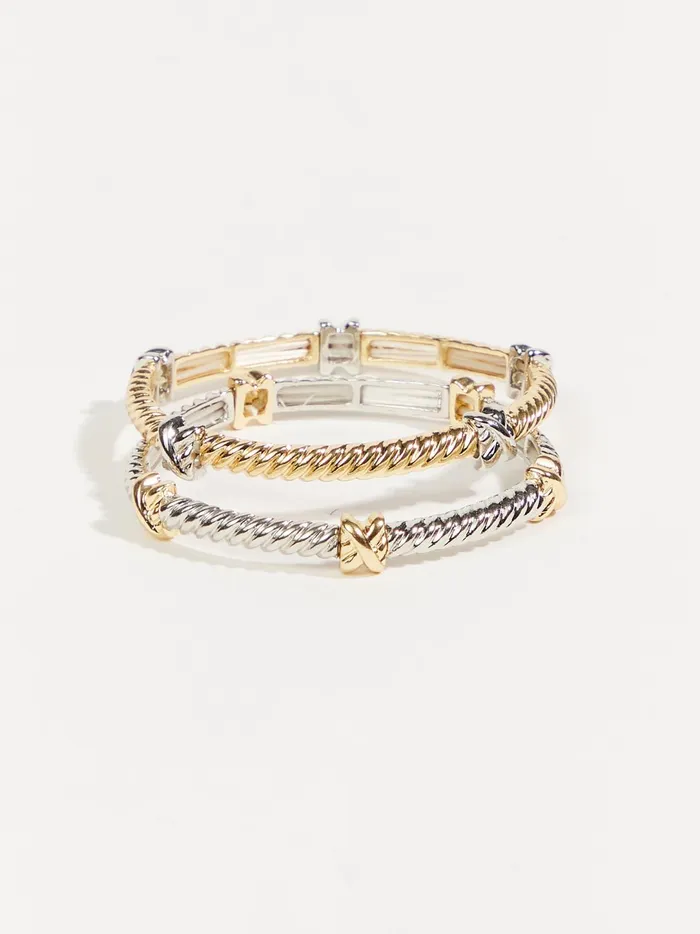 Women Mixed Metal Twisted Stretch Bracelet Pack Mxm Altar039d State Jewelry