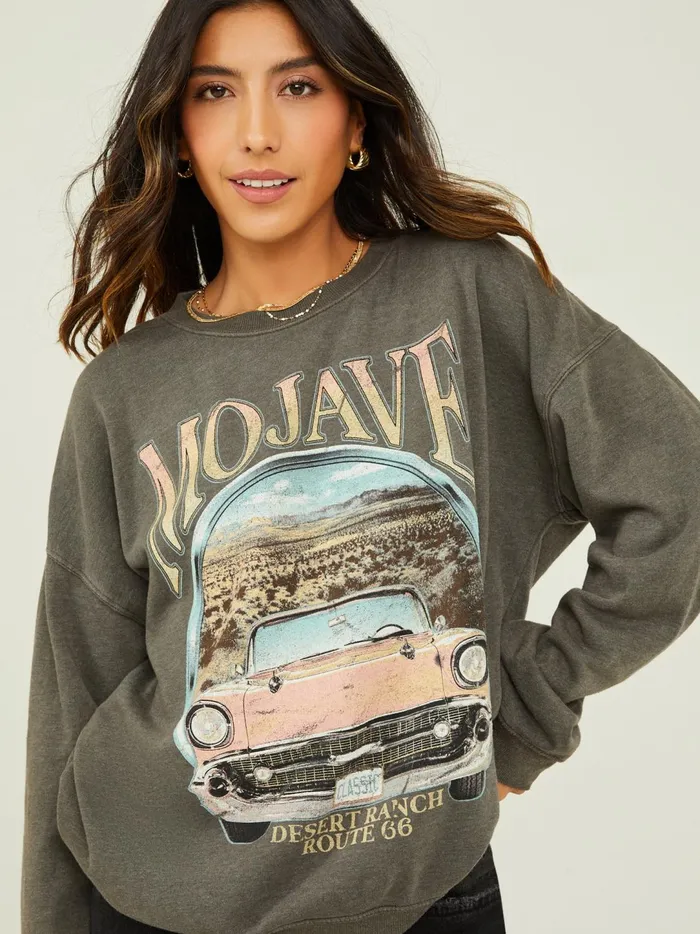 Women Mojave Car Oversized Sweatshirt Charcoal Altar039d State Graphics