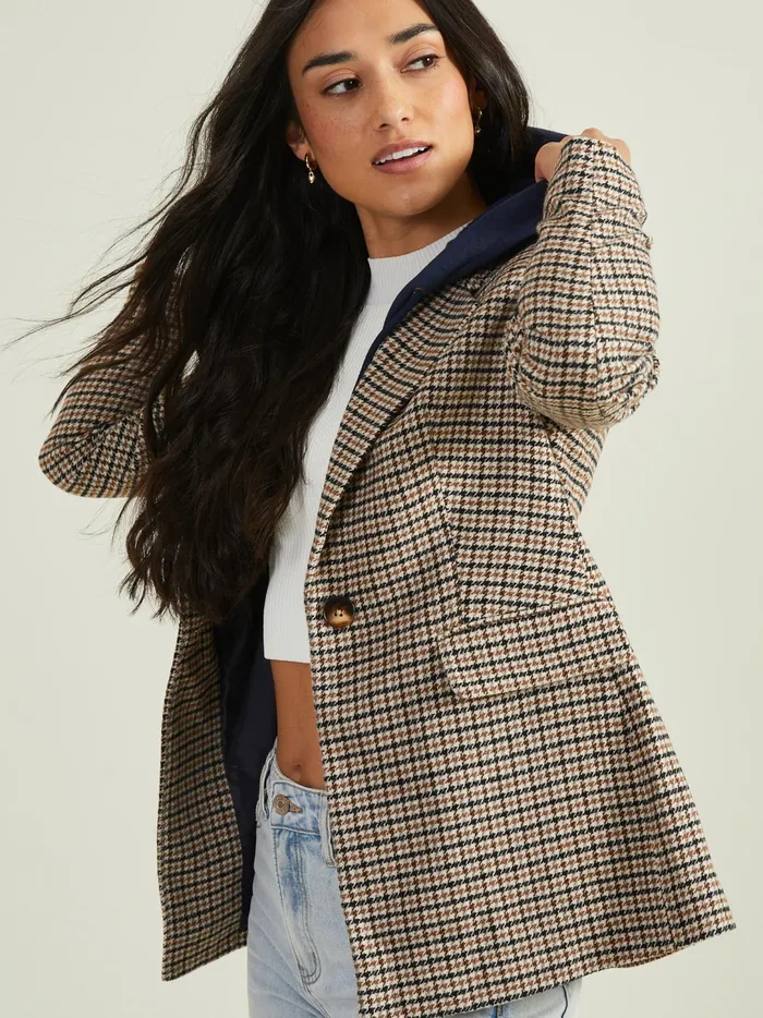 Women Molly Plaid Blazer Jacket Navytaupe Altar039d State Jackets