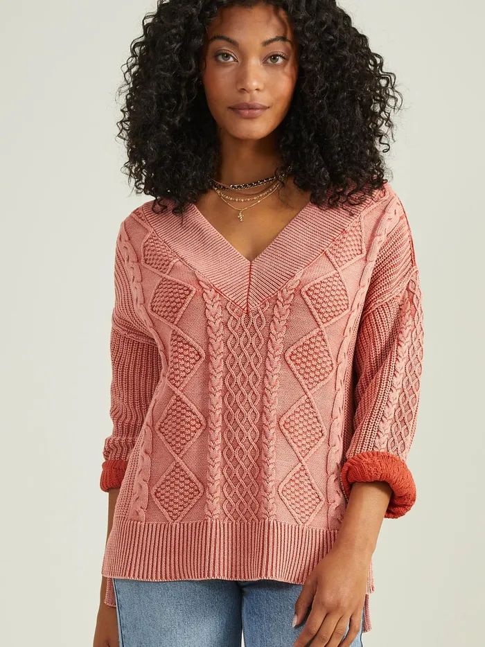 Women Morgan Oversized Cable Tunic Burntred Altar039d State Sweaters