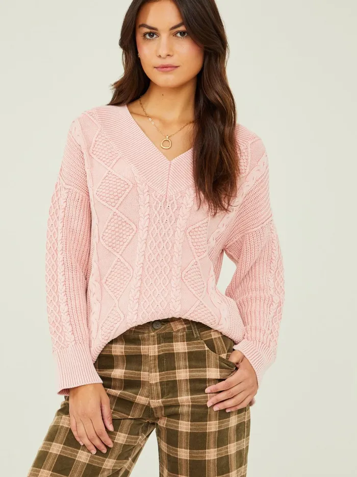 Women Morgan Oversized Cable Tunic Lightpink Altar039d State Sweaters