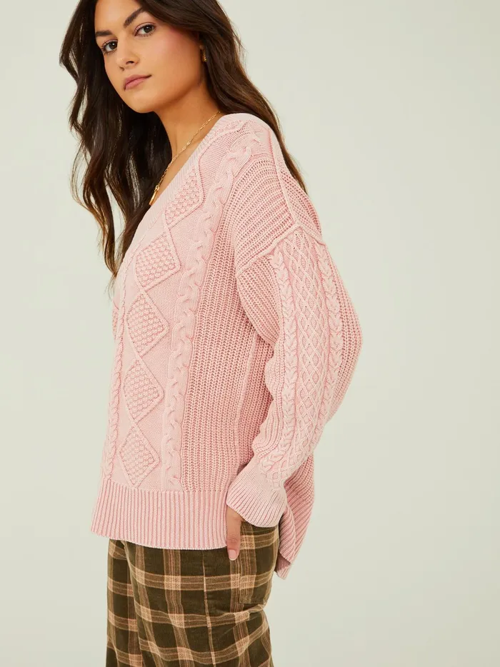 Women Morgan Oversized Cable Tunic Lightpink Altar039d State Sweaters