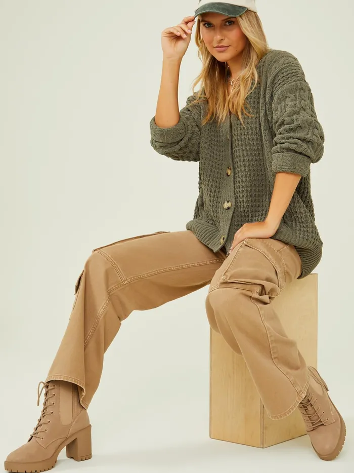 Women Naomi Cable Knit Cardigan Smokeyolive Altar039d State Sweaters