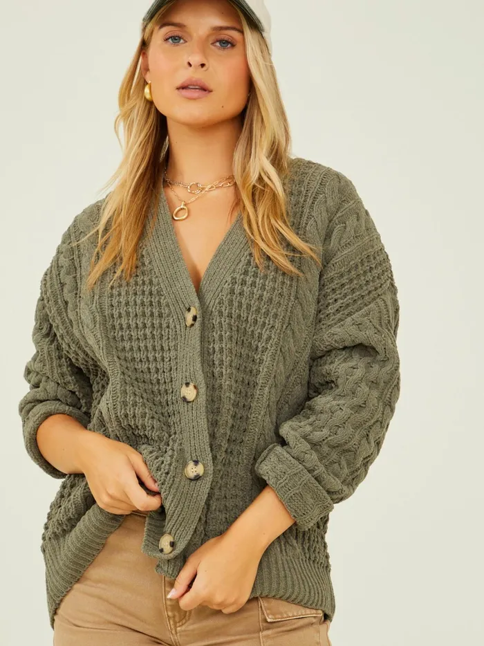 Women Naomi Cable Knit Cardigan Smokeyolive Altar039d State Sweaters