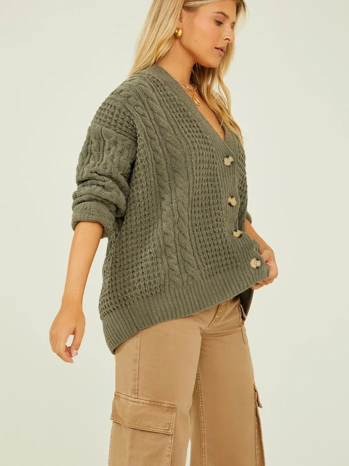 Women Naomi Cable Knit Cardigan Smokeyolive Altar039d State Sweaters