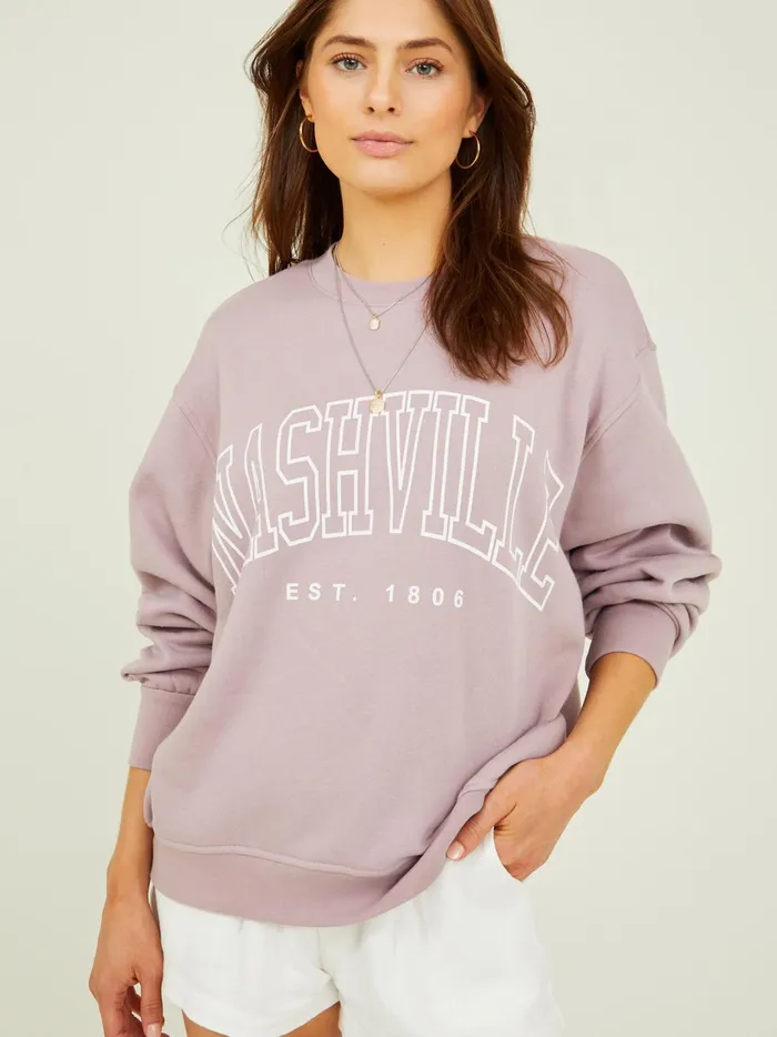 Women Nashville Fleece Sweatshirt Elderberry Altar039d State Graphics