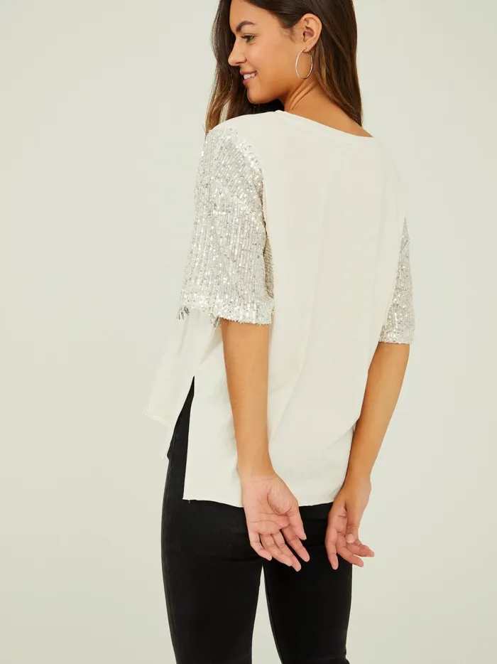 Women Nashville Sequin Oversized Tee Arcticwolf Altar039d State Graphics