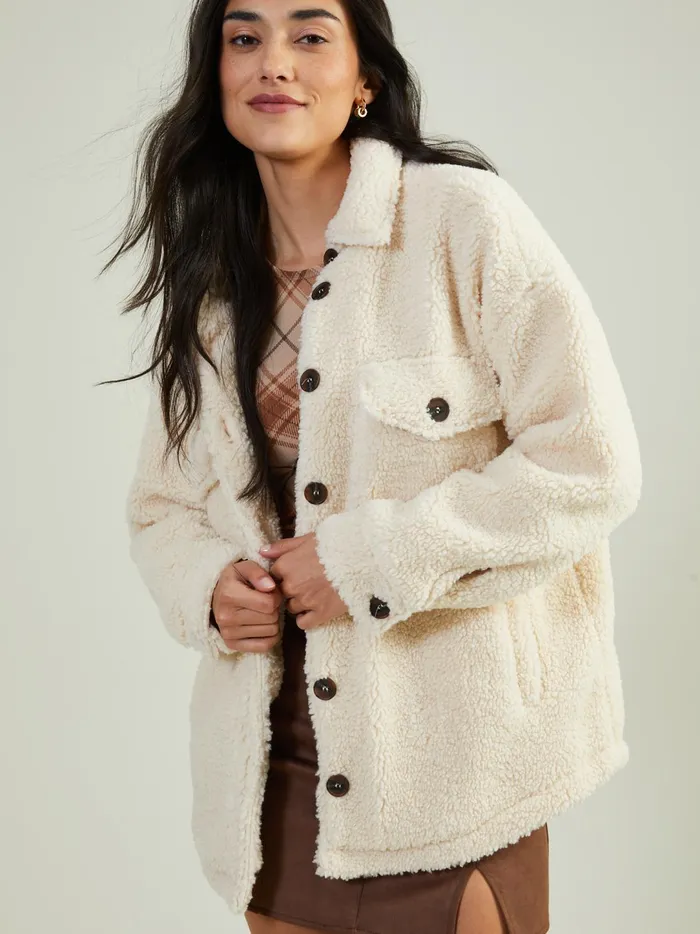 Women Natalie Sherpa Shacket Cream Altar039d State Shackets