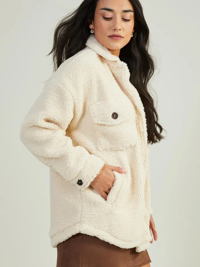 Women Natalie Sherpa Shacket Cream Altar039d State Shackets
