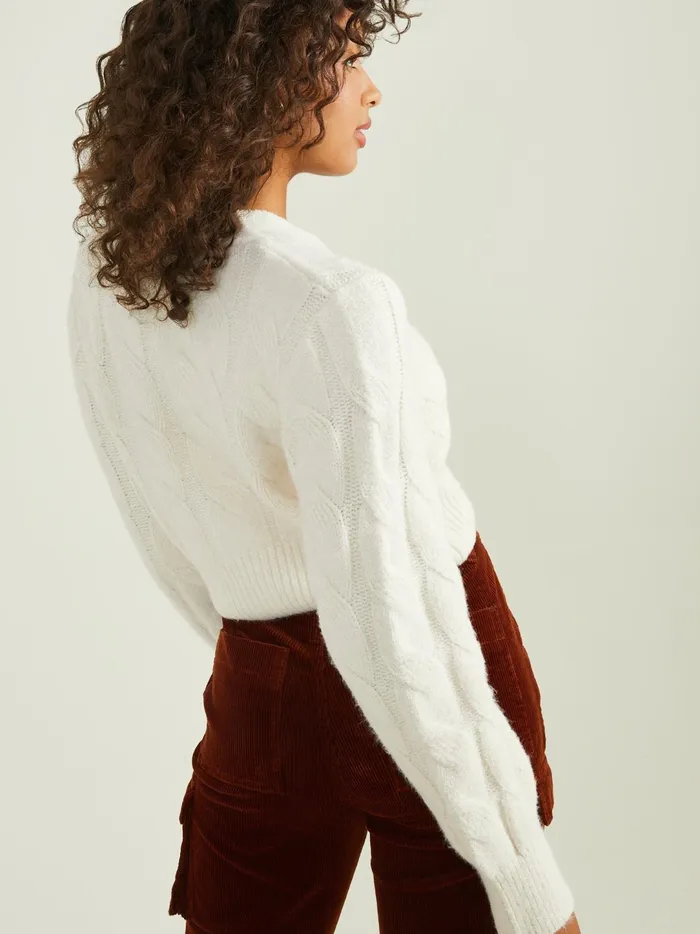 Women Nevaeh Cable Knit Cardigan Ivory Altar039d State Sweaters