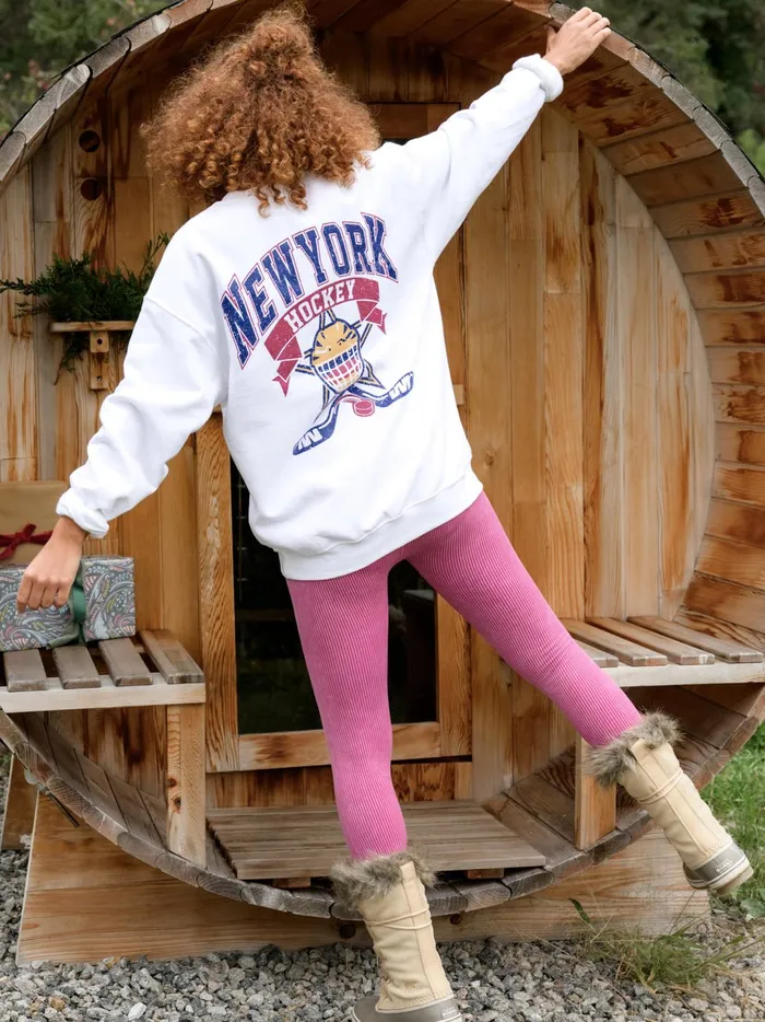 Women New York Hockey Graphic Sweatshirt White Altar039d State Activewear