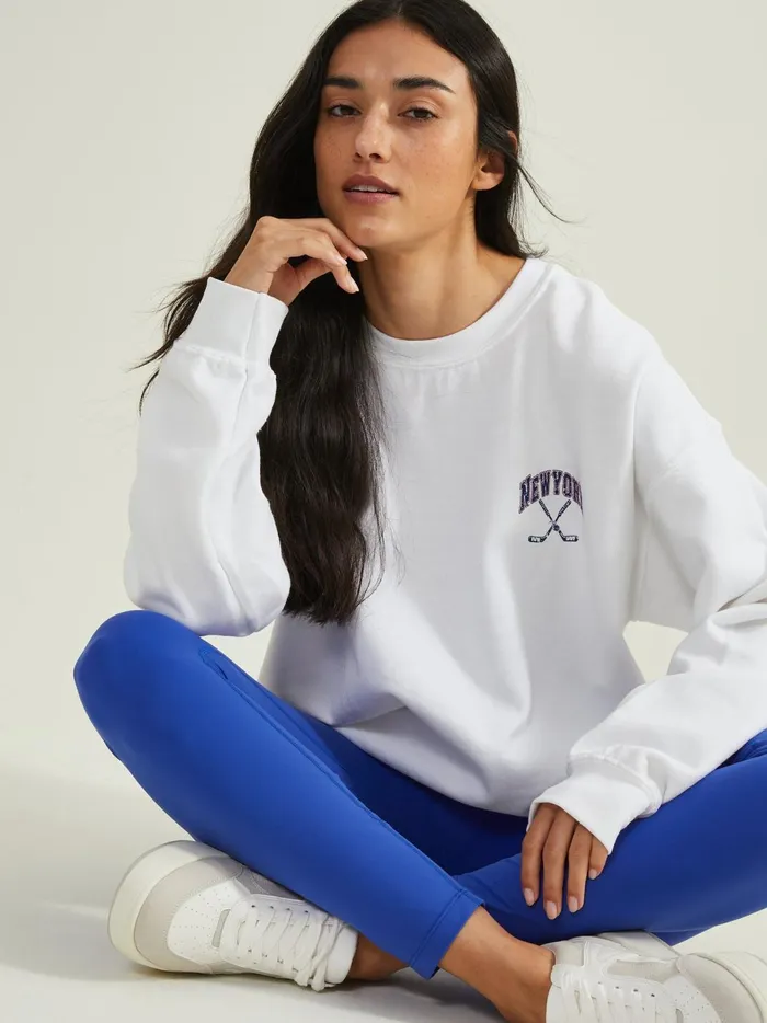 Women New York Hockey Graphic Sweatshirt White Altar039d State Activewear