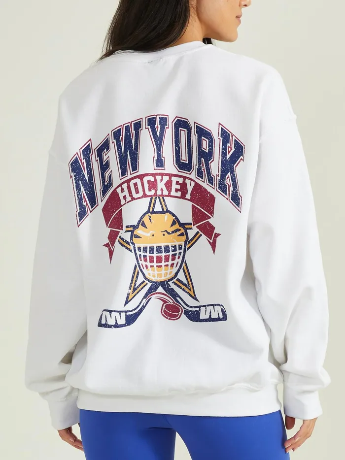 Women New York Hockey Graphic Sweatshirt White Altar039d State Activewear