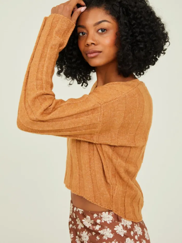 Women Oaklynn Ribbed VNeck Sweater Camel Altar039d State Sweaters