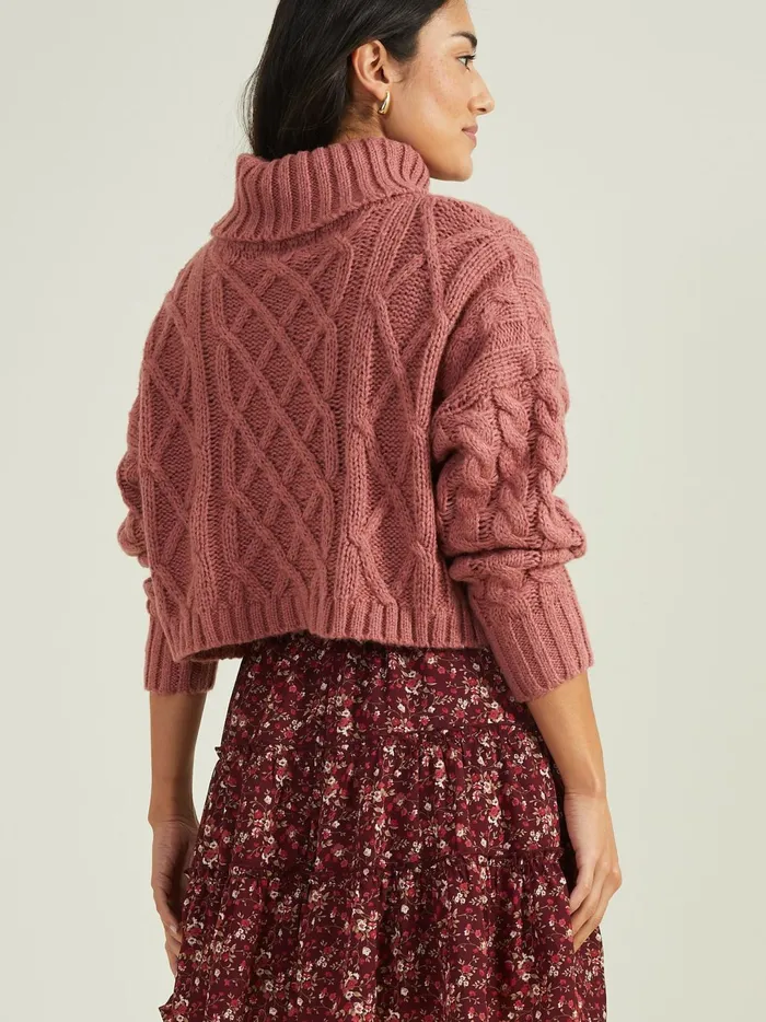 Women Oliver Cropped Cable Knit Sweater Rose Altar039d State Sweaters