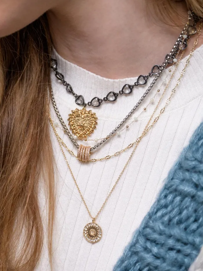 Women Opal Coin Pendant Layered Necklace Gold Altar039d State Jewelry