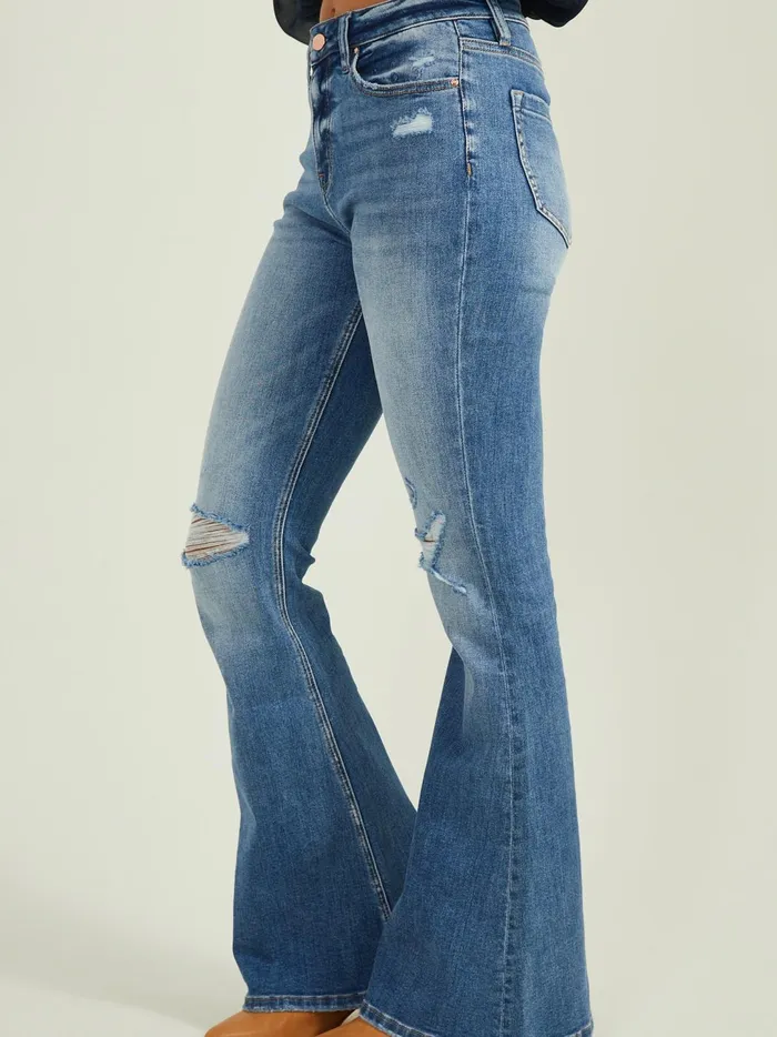 Women Opal Destructed Flare Jeans Mediumwash Altar039d State Jeans
