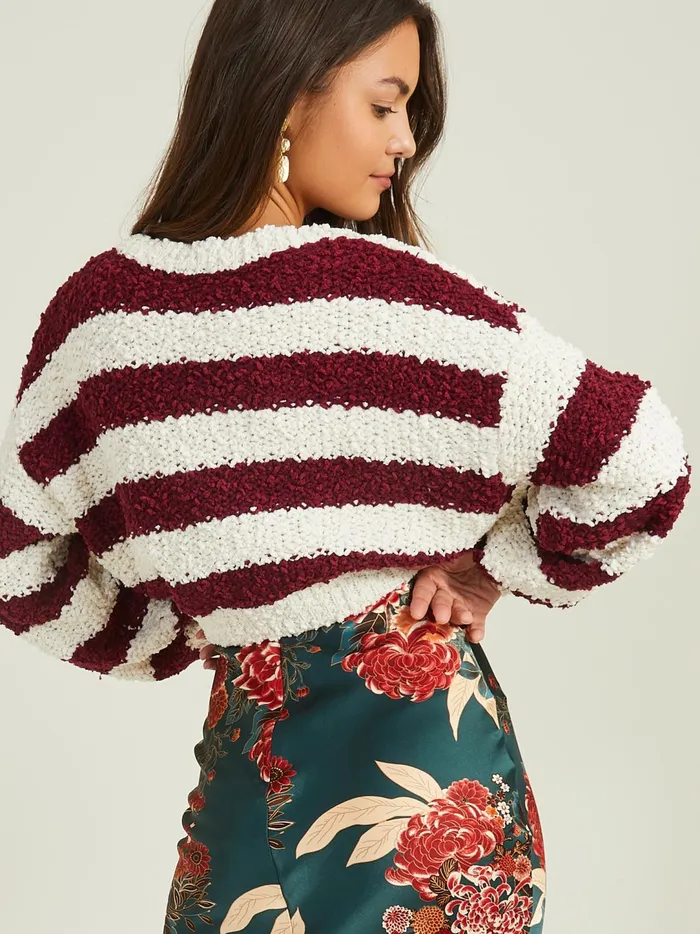 Women Opal Striped Popcorn Sweater Ivorywine Altar039d State Sweaters