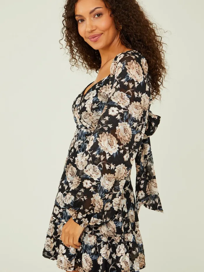 Women Ophelia Floral Tie Back Dress Blackmulti Altar039d State Casual