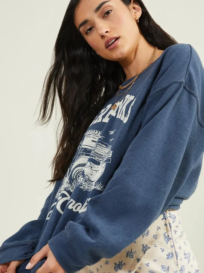 Women Outer Banks Oversized Fleece Sweatshirt Navy Altar039d State Graphics