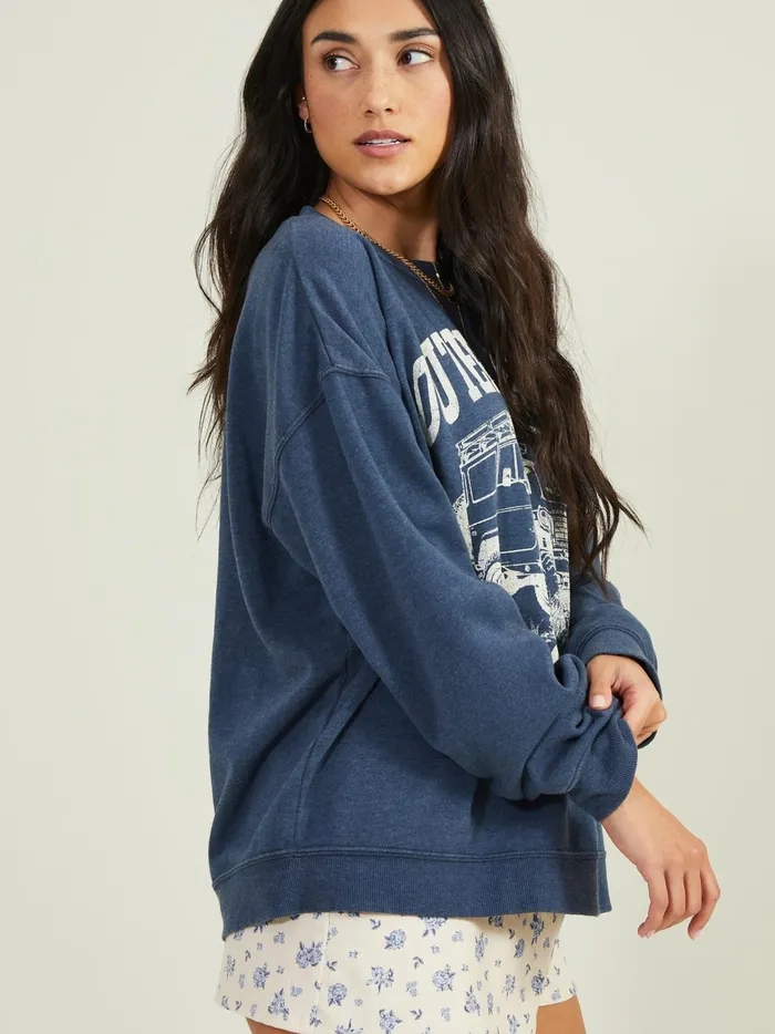 Women Outer Banks Oversized Fleece Sweatshirt Navy Altar039d State Graphics