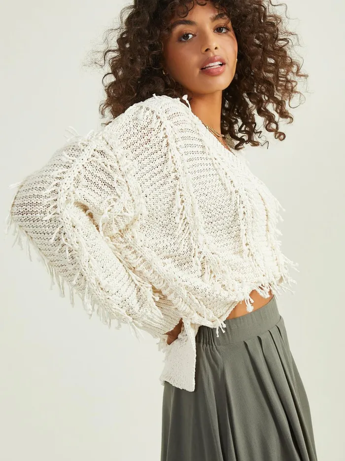 Women Oversized Fringe Sweater Ivory Altar039d State Sweaters